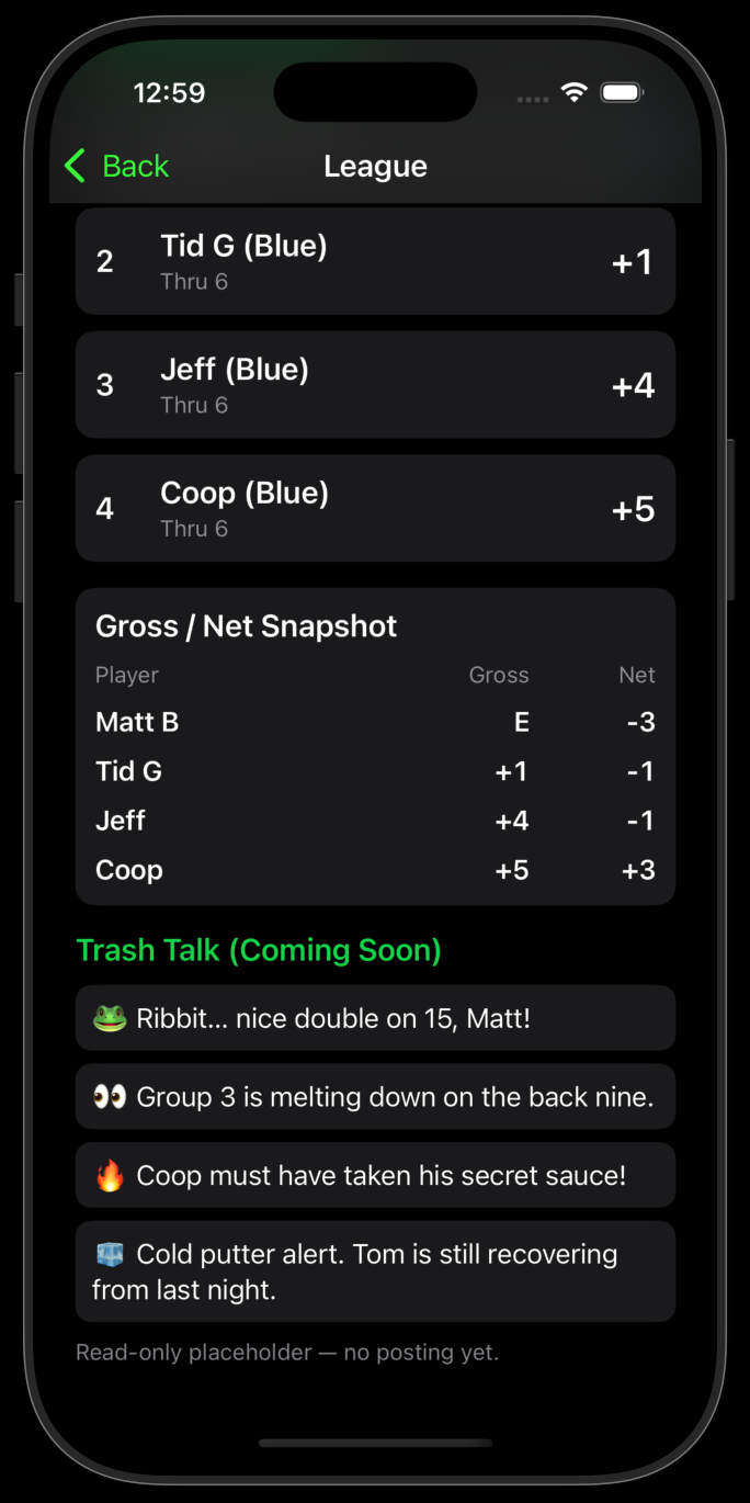 GolfFrog net snapshot and status