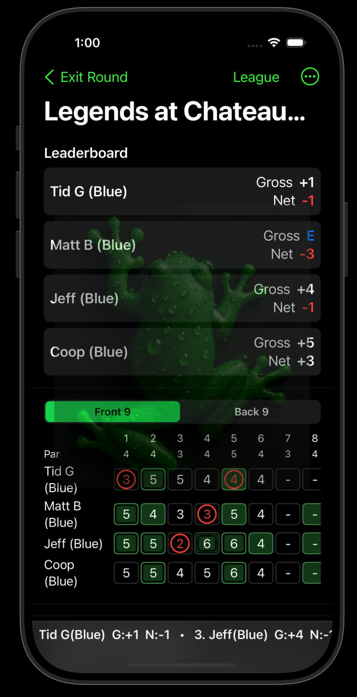 GolfFrog gross net snapshot and trash talk